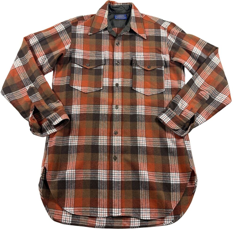 Vintage Pendleton Shirt Men 15 1/2 Medium Wool Plaid Button-Up Long Sleeve